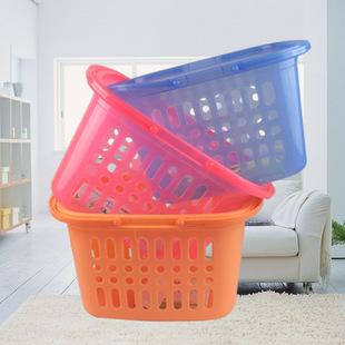 厂家直销日用百货通用篮子 多功能方口塑料篮 商店超市手提购物篮
